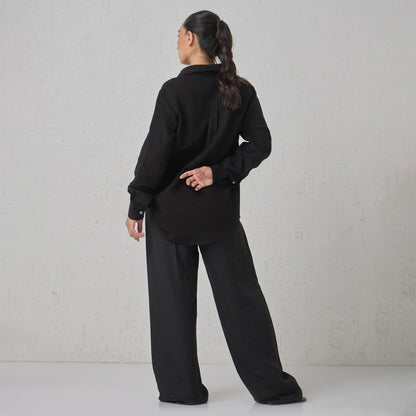 The Boyfriend Linen Shirt Black