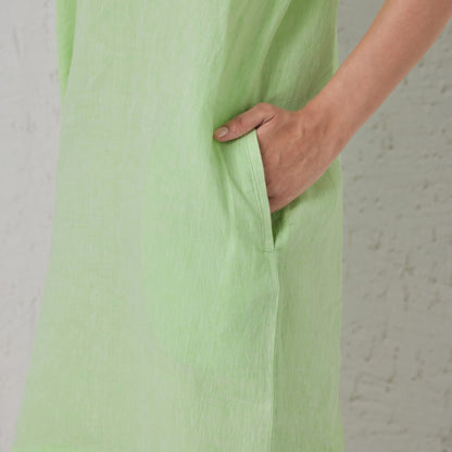 The Linen Shirt Dress Green