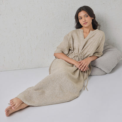 The Linen Kaftaan Dress Natural