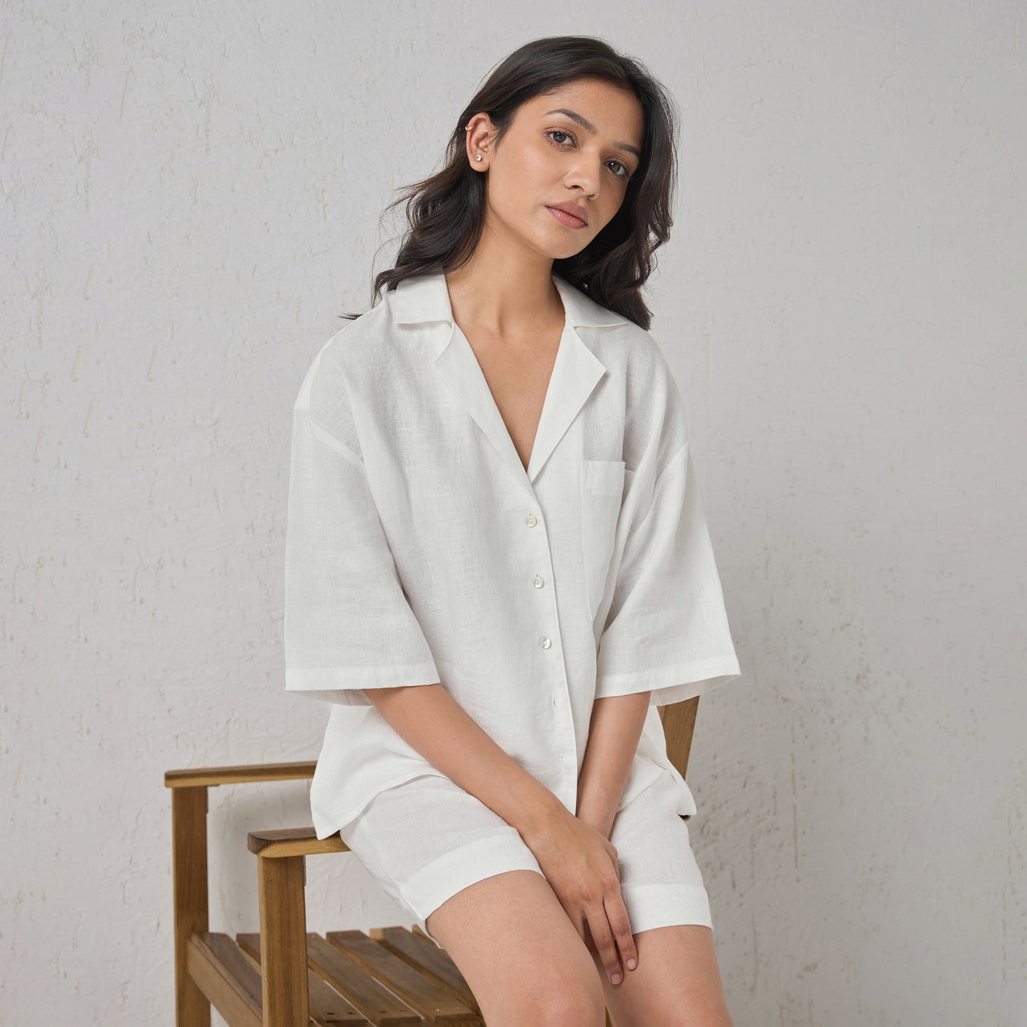 The Boxy Linen Shirt White