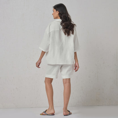 The Boyfriend Linen Shirt White