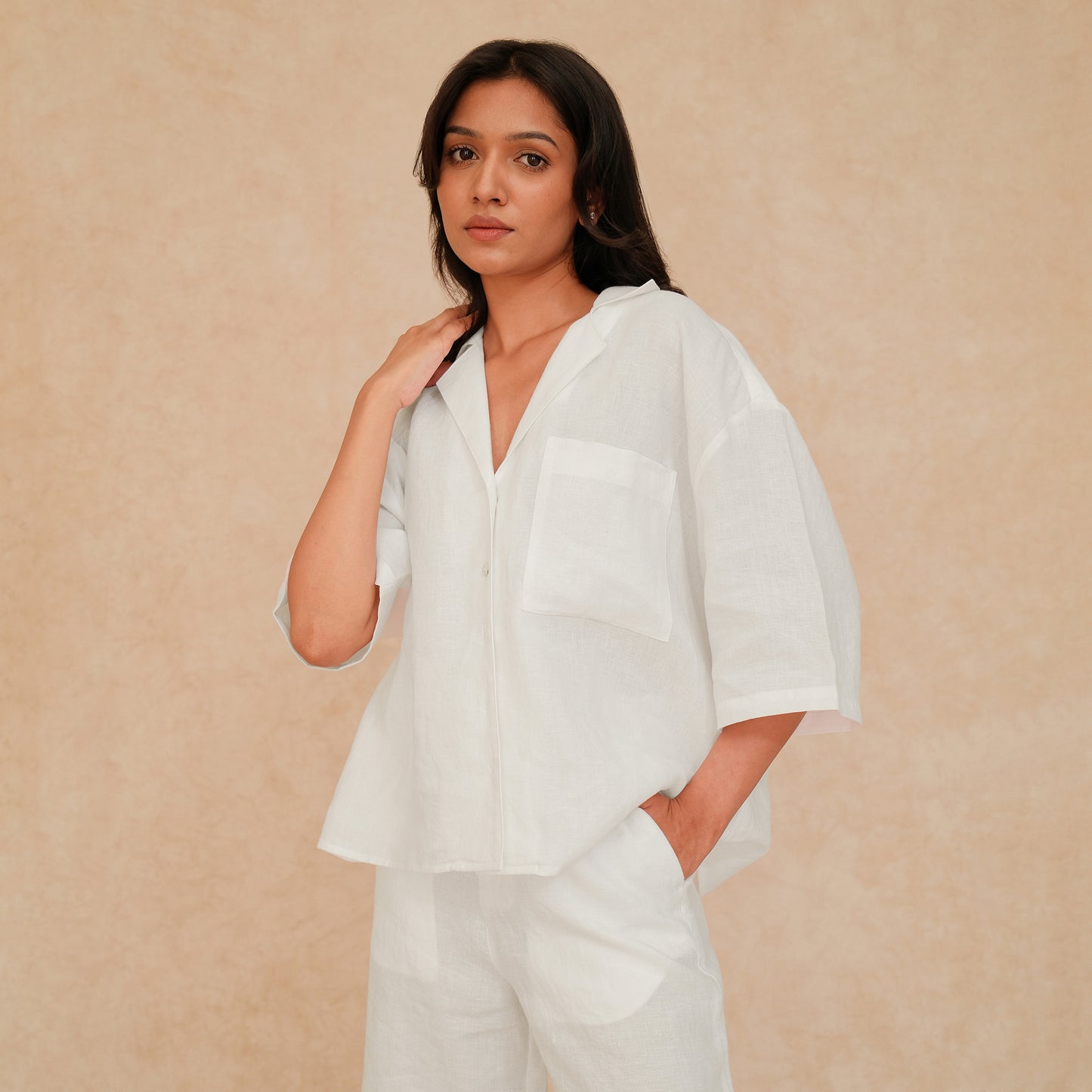 The Boxy Linen Shirt White
