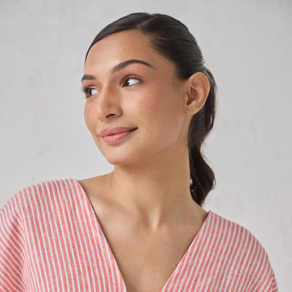 The Stripe Linen Kaftaan Dress Red & White