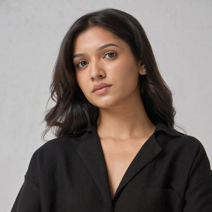 The Boxy Linen Shirt Black
