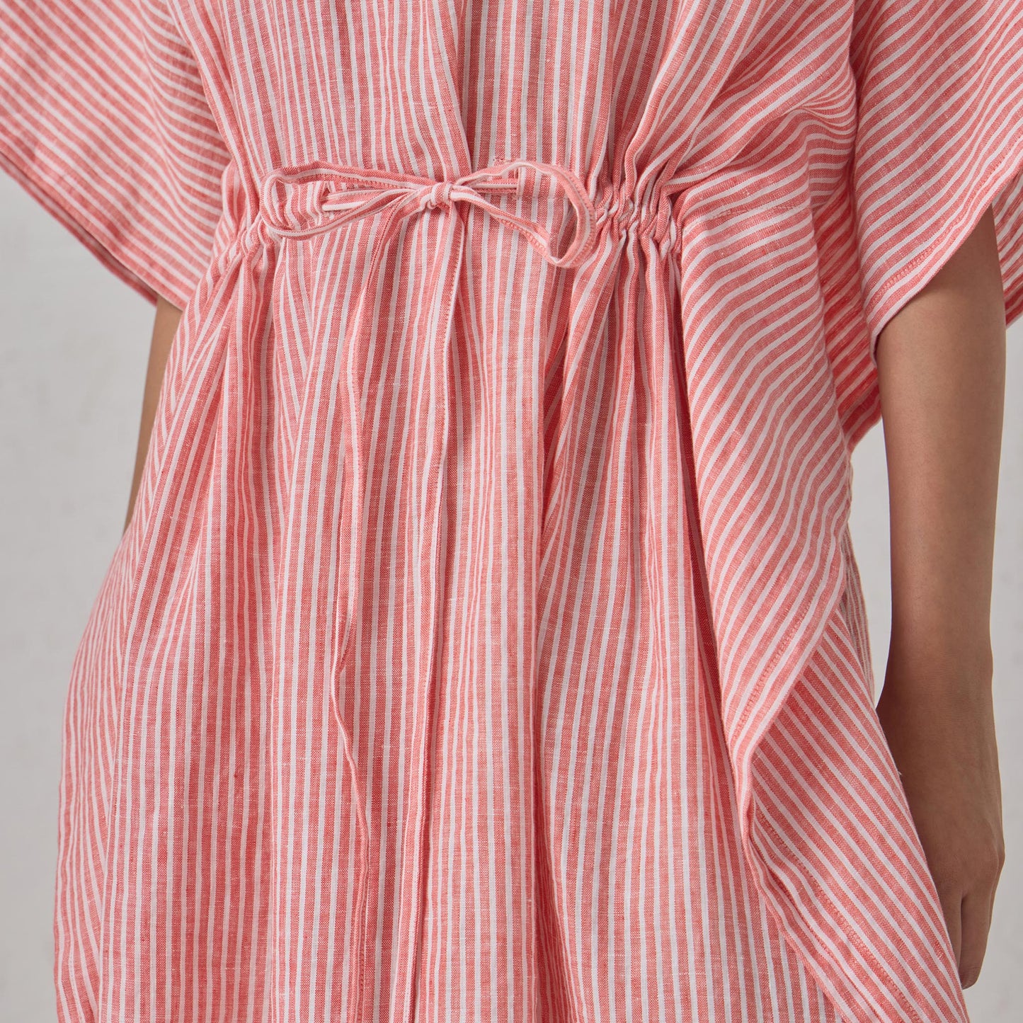The Stripe Linen Kaftaan Red & White