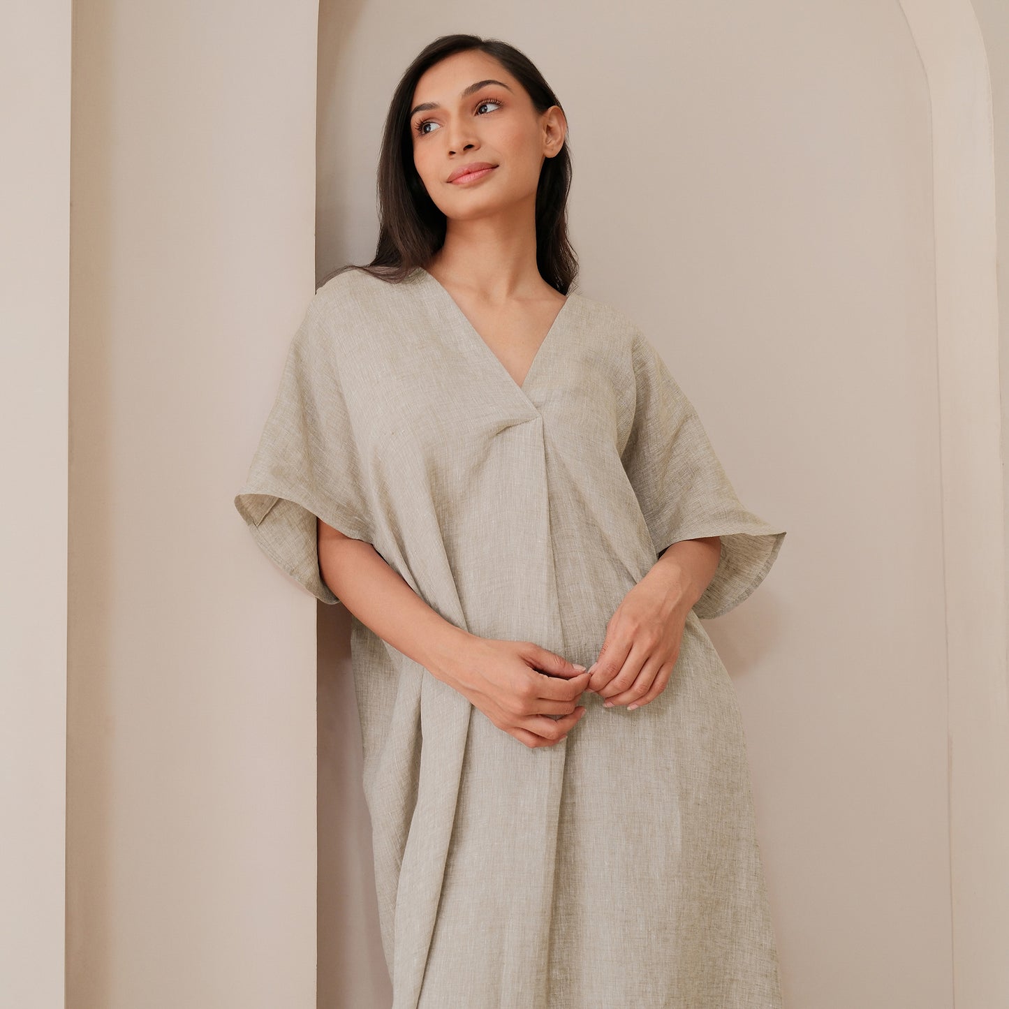 The Linen Kaftaan Dress Natural