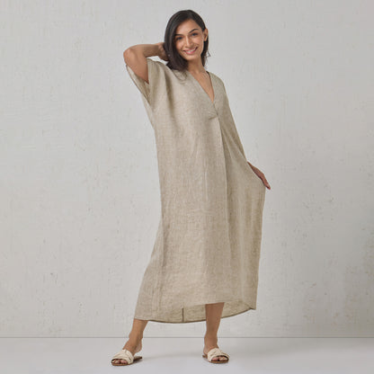 The Linen Kaftaan Dress Natural