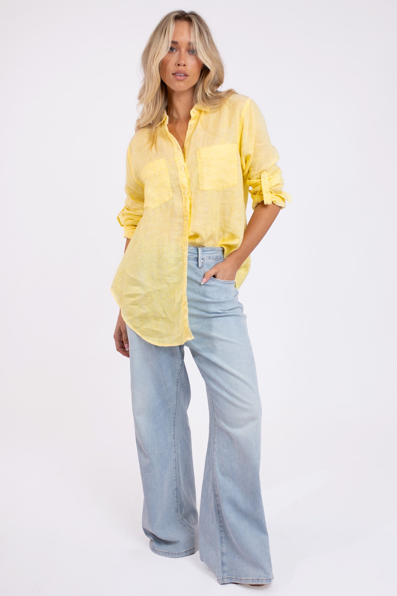 Lemon Sorbet Boyfriend Linen Shirt