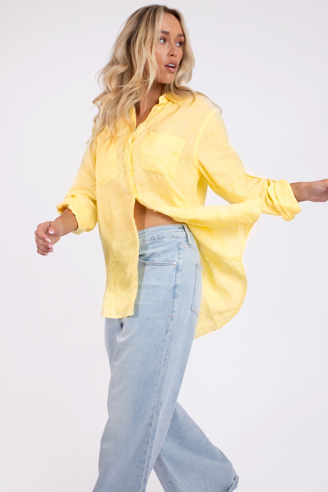 Lemon Sorbet Boyfriend Linen Shirt