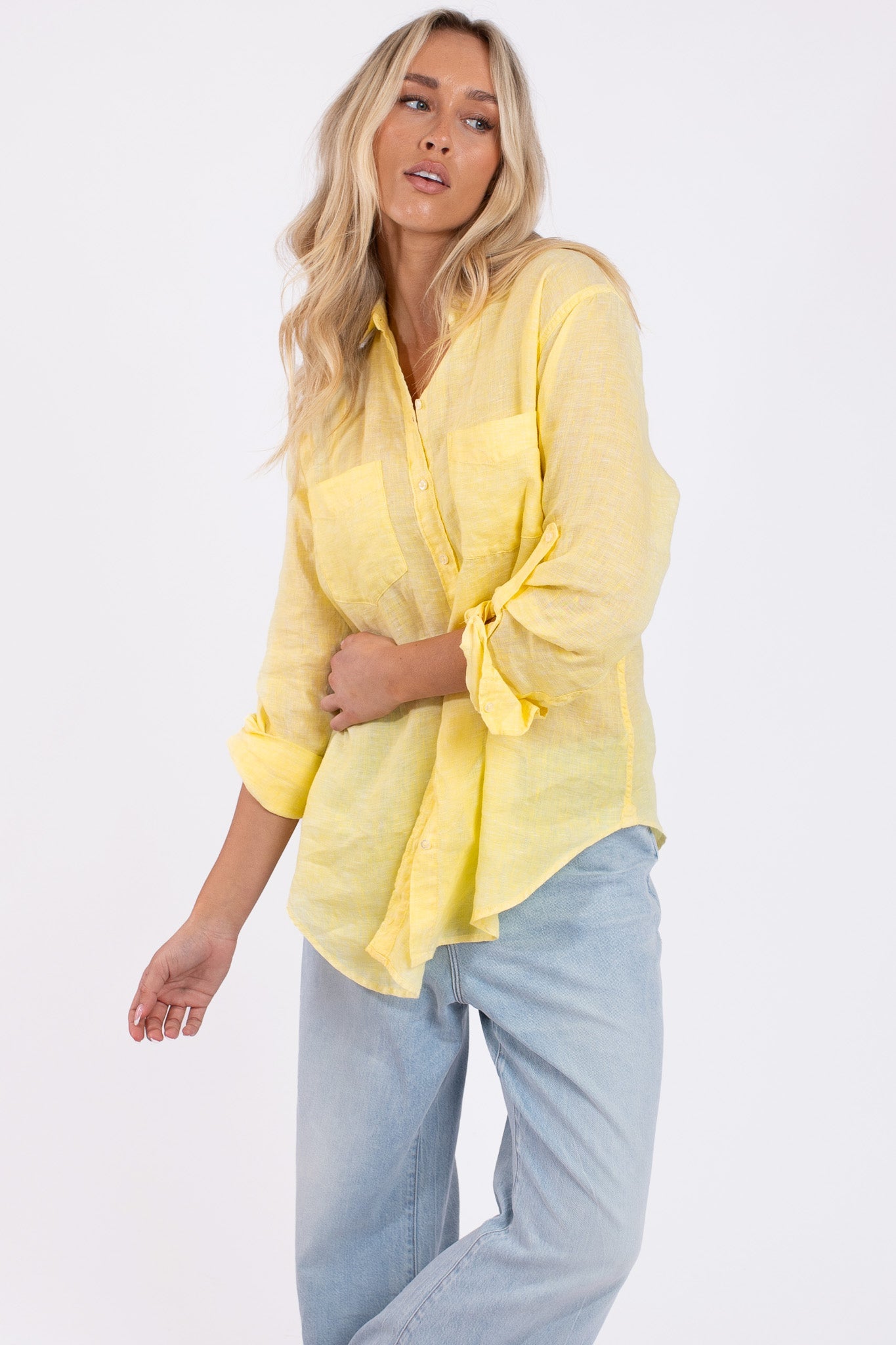 Lemon Sorbet Boyfriend Linen Shirt