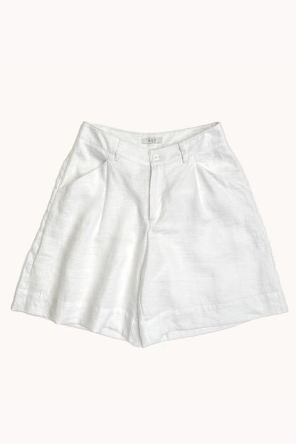 White Tailored Linen Short