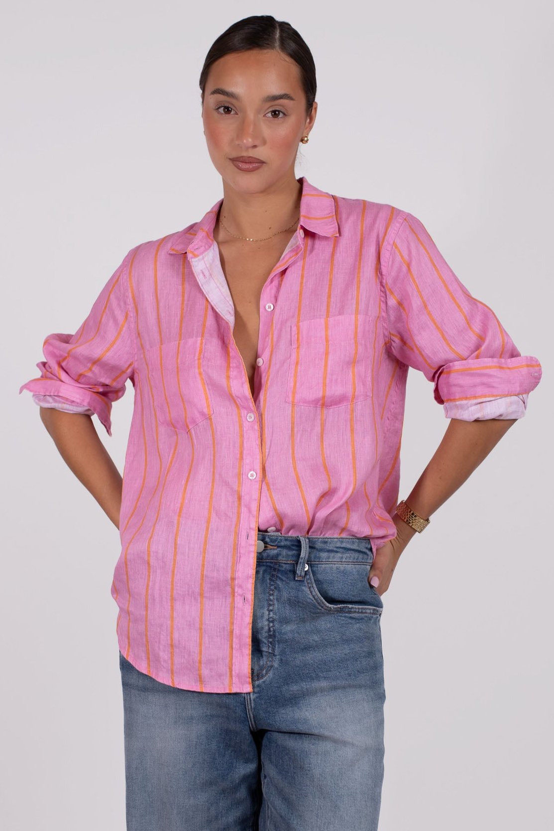 Papaya Punch Stripe Print