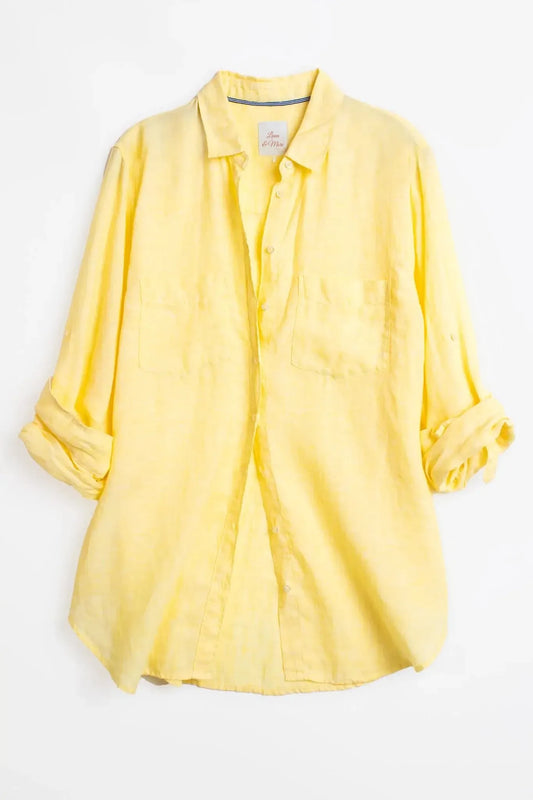 Lemon Sorbet Boyfriend Linen Shirt