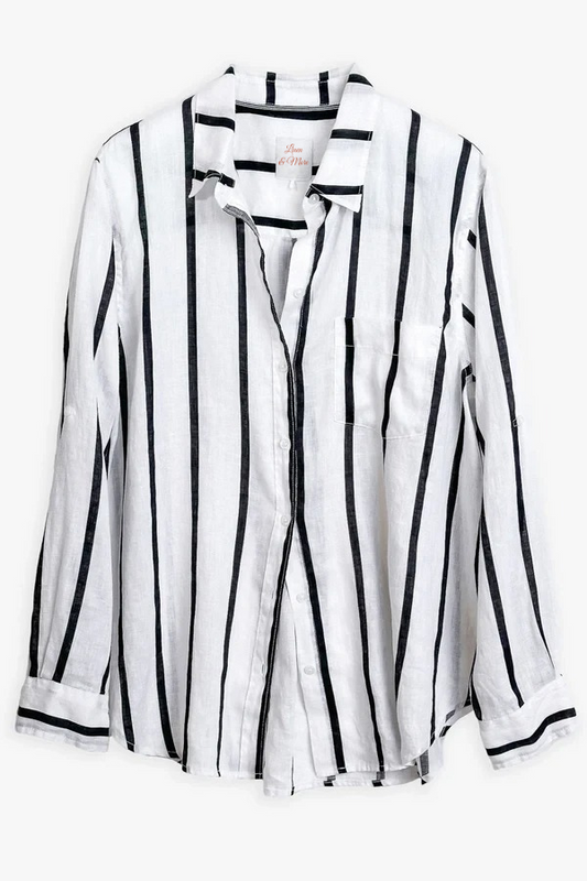 City Nights Stripe Boyfriend Linen Shirt